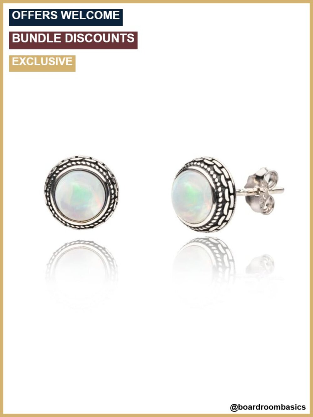 925 Sterling Silver Opal Stud Earrings Hypoallergenic Crystal 5mm
